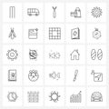 25 Universal Line Icons for Web and Mobile love, sun, garments, embanking, card buying