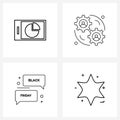 4 Universal Line Icons for Web and Mobile pie chart, chat, presentation, div, Friday