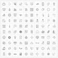 100 Universal Line Icons for Web and Mobile rejected institution, tools, media, setting, search