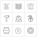 9 Universal Line Icons for Web and Mobile snowman, protection, universe, laptop, labor