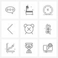 9 Universal Line Icons for Web and Mobile time, alarm, decoration, left, arrow