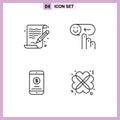 Group of 4 Modern Filledline Flat Colors Set for art, mobile, file, help, mobile payment