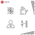 4 Universal Line Signs Symbols of card, user, research, thumbs up, cinematography