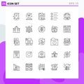 25 Universal Line Signs Symbols of print, emojis, file, text, format