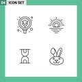 4 Universal Line Signs Symbols of search, loading, pack, weather, easter