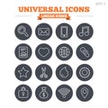 Universal linear icons set. Thin outline signs Royalty Free Stock Photo