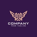 Universal linear logo design. Luxury letter w wings bird logotype