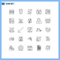 25 Universal Lines Set for Web and Mobile Applications atx, date, soldier, calendar, playlist