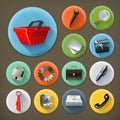 Universal, long shadow icon set