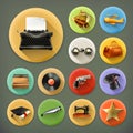 Universal long shadow retro icon set