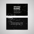 Universal monochrome design template business card with abstract brush strokes and ink spot designs. Layout design black Royalty Free Stock Photo