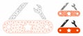 Universal Multitool Knife Vector Mesh Network Model and Triangle Mosaic Icon