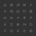 Universal outline icons stock vector set white stroke on grey background Royalty Free Stock Photo