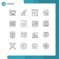 16 Universal Outline Signs Symbols of data, protect, building, secure, shop