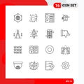 16 Universal Outline Signs Symbols of home, handle, note, door, web
