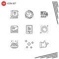 9 Universal Outlines Set for Web and Mobile Applications business, statistics, discovery, people, graph