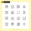 16 Universal Outlines Set for Web and Mobile Applications calendar, person, ui, millionaire, billionaire