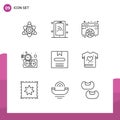 User Interface Pack of 9 Basic Outlines of commerce, time, designing, money, budget estimate