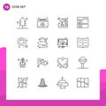 16 Universal Outlines Set for Web and Mobile Applications maximize, search, internet, interface, communication