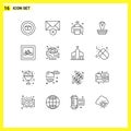 16 Universal Outlines Set for Web and Mobile Applications parking, car, internet of things, king, cobra