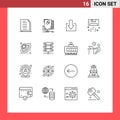 16 Universal Outlines Set for Web and Mobile Applications technology, cool, sketch, conditioner, download