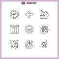 9 Universal Outlines Set for Web and Mobile Applications web page, information, point back, info, key Royalty Free Stock Photo