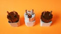 Universal power adapter. Isolated on orange background Royalty Free Stock Photo