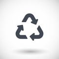 Universal recycling symbol flat icon vector