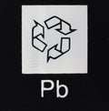 universal recycling symbol and Pb symbol (Lead) in London