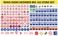 Universal set of 162 road signs