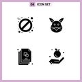 4 Universal Solid Glyph Signs Symbols of aspirin, creative, rabbit, cute, design