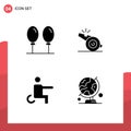 User Interface Pack of 4 Basic Solid Glyphs of beach, people, coach, whistle, globe