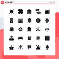 25 Universal Solid Glyph Signs Symbols of briefcase, programming, digital, flowchart, develop Royalty Free Stock Photo