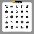 25 Universal Solid Glyph Signs Symbols of fashion, speaker, city, room, event