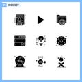 9 Universal Solid Glyph Signs Symbols of light, bulb, folder, server, cloud