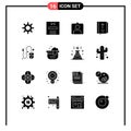 16 Universal Solid Glyph Signs Symbols of scroll, computer, instagram, thanksgiving, cross