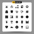 25 Universal Solid Glyph Signs Symbols of security, alarm, child, gdpr, strategy Royalty Free Stock Photo