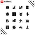 16 Universal Solid Glyph Signs Symbols of server, sharing, dice, share, five Royalty Free Stock Photo