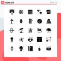 25 Universal Solid Glyph Signs Symbols of sign, contract, document, computers, network