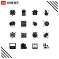 Editable Vector Line Pack of 16 Simple Solid Glyphs of speech, chat, home, bubble, snow Royalty Free Stock Photo