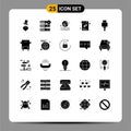 Set of 25 Modern UI Icons Symbols Signs for storage, devices, alert, board, document