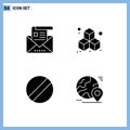 Universal Solid Glyphs Set for Web and Mobile Applications address, globe, envelope, cube, pin