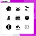 9 Universal Solid Glyphs Set for Web and Mobile Applications adjustment, schedule, service, learning, book