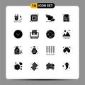 16 Universal Solid Glyphs Set for Web and Mobile Applications arrow, contract, folder, business, copy