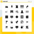 25 Universal Solid Glyphs Set for Web and Mobile Applications art, photo, location, layout, collage