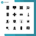 16 Universal Solid Glyphs Set for Web and Mobile Applications beat, user, pc, interface, streamline