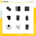 9 Universal Solid Glyphs Set for Web and Mobile Applications call, tissue, cd, paper, music