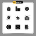 9 Universal Solid Glyphs Set for Web and Mobile Applications cash, king, target, crown, notification Royalty Free Stock Photo