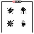 4 Universal Solid Glyphs Set for Web and Mobile Applications cheese, gear, tree, nature, tea