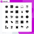 25 Universal Solid Glyphs Set for Web and Mobile Applications data, mouse, drink, keyboard, shop Royalty Free Stock Photo